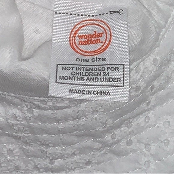 Wonder Nation |Girls Toddler One Size | White Eyelet Strap/Bow Sun Hat NEW NWT - Picture 7 of 10